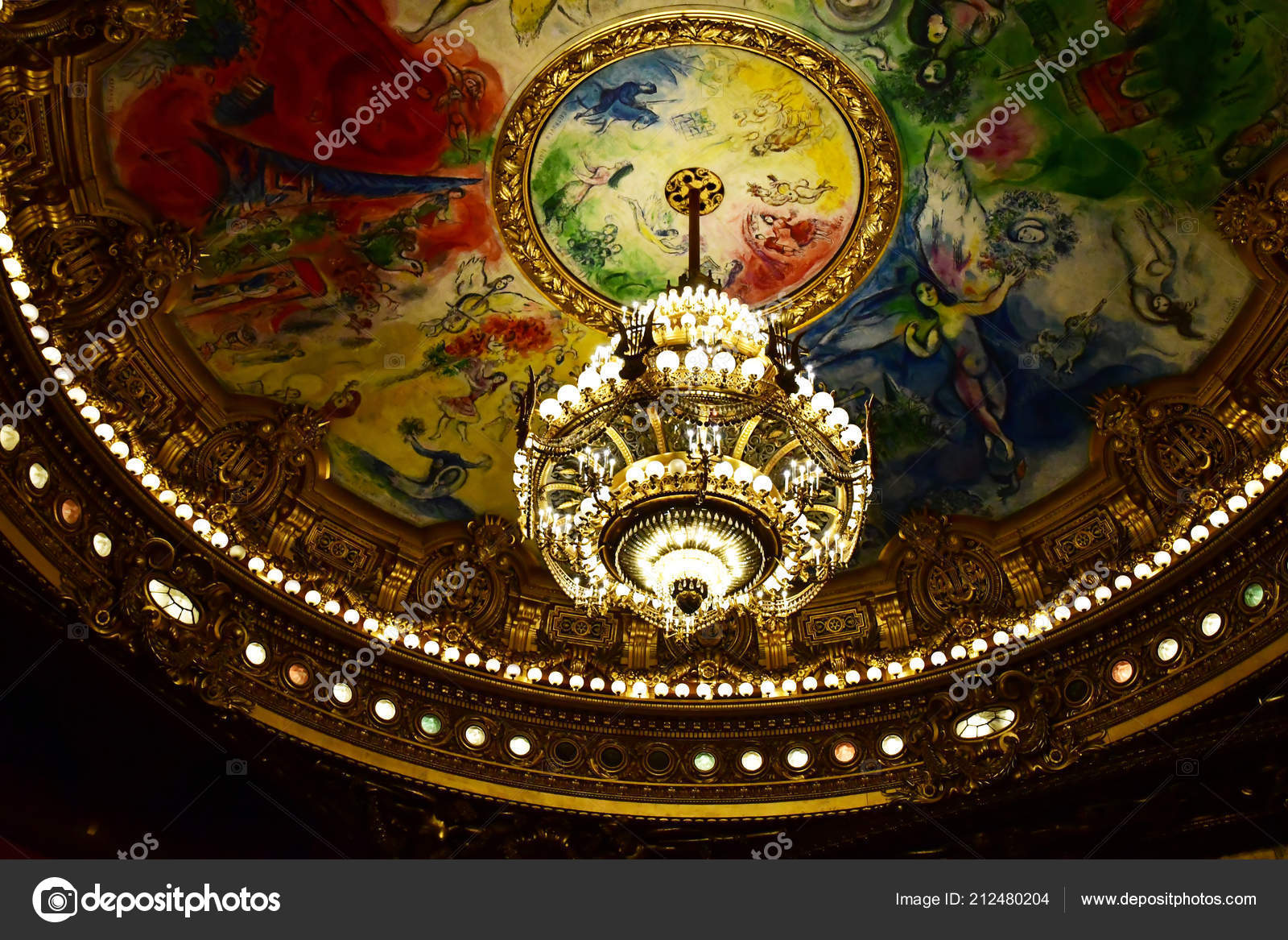 Paris France August 2018 Opera Paris Ceiling Painted Marc Chagall