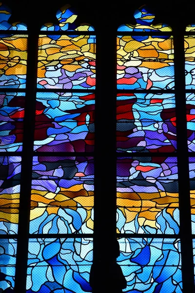 Вернон Франция Июля 2018 Года Готическое Окно Коллегиальной Церкви — стоковое фото