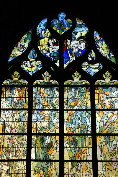 Vernon France July 2018 Gothic Collegiate Church Window — Stock Photo, Image