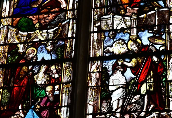 Вернон Франція 2018 Липня Готична Церква Університетських Вікно — стокове фото