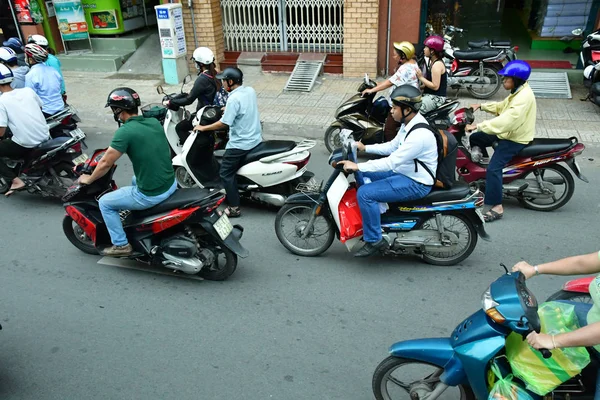 胡志明市 越南社会主义共和国 2018年8月15日 风景如画的交通堵塞市中心 — 图库照片