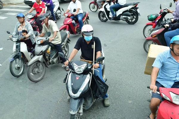 胡志明市 越南社会主义共和国 2018年8月15日 风景如画的交通堵塞市中心 — 图库照片
