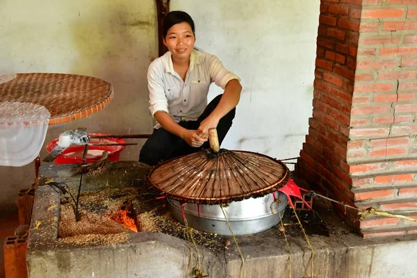 Вінь Лонг Соціалістичної Республіки Єтнам Серпень 2018 Молода Жінка Приготування — стокове фото