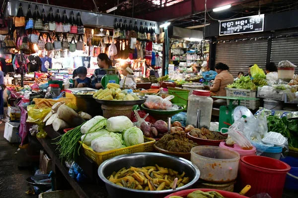Siem Reap Royaume Cambodge Août 2018 Nourriture Marché Pittoresque — Photo