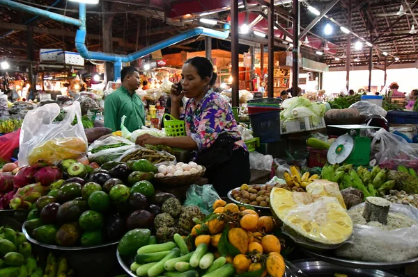 Siem Reap Royaume Cambodge Août 2018 Nourriture Marché Pittoresque — Photo