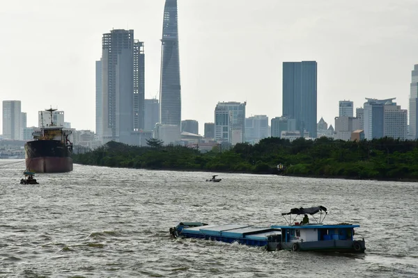 Chi Minh City Sajgon Socjalistycznej Republiki Wietnamu Sierpień 2018 Łódź — Zdjęcie stockowe