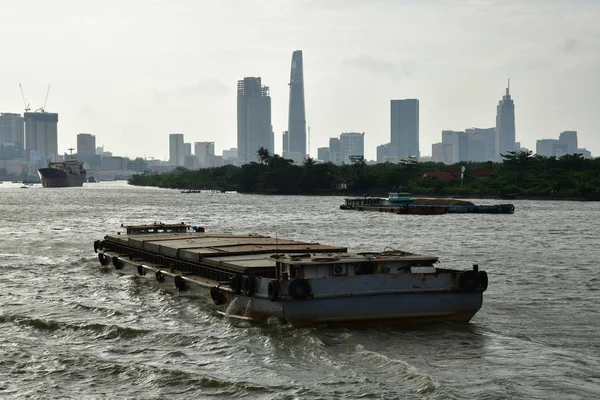 Chi Minh City Sajgon Socjalistycznej Republiki Wietnamu Sierpień 2018 Łódź — Zdjęcie stockowe