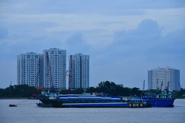 Chi Minh City Sajgon Socjalistycznej Republiki Wietnamu Sierpień 2018 Łódź — Zdjęcie stockowe