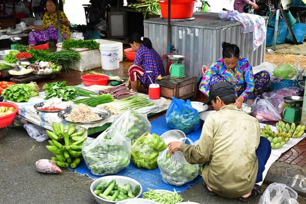 Dec Socjalistyczna Republika Wietnamu Sierpień 2018 Malowniczego Rynku Codziennie — Zdjęcie stockowe