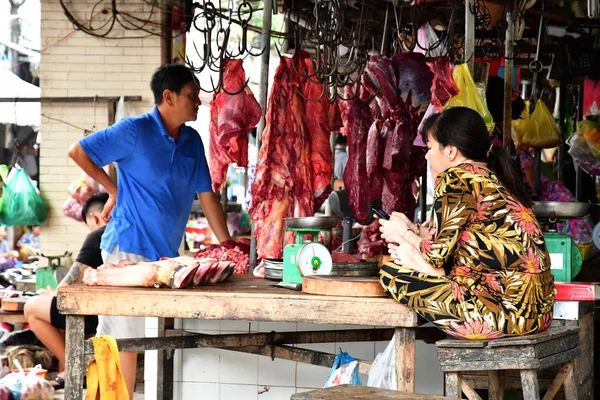 Dec República Socialista Vietnam Agosto 2018 Carne Pintoresco Mercado Diario —  Fotos de Stock