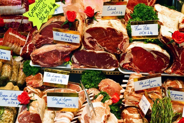 Saint Germain Laye Francia Octubre 2018 Carne Escaparate — Foto de Stock
