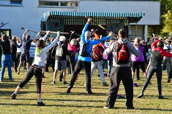 Verneuil Sur Seine Francie Října 2018 Nordic Walking Rekreační Bázi — Stock fotografie