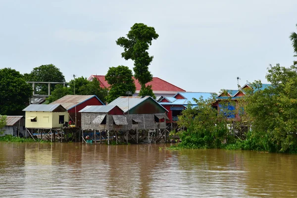 磅清扬 柬埔寨王国 2018年8月22日 洞勒湖附近风景如画的浮动村庄 — 图库照片