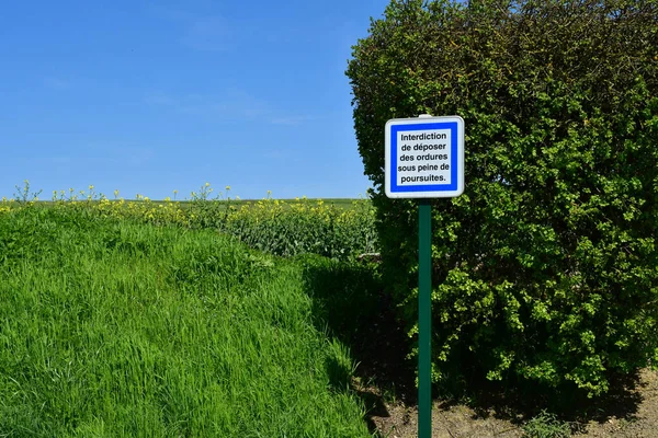 Ableiges France May 2018 Rubbish Tip Forbidden Sign — Stock Photo, Image