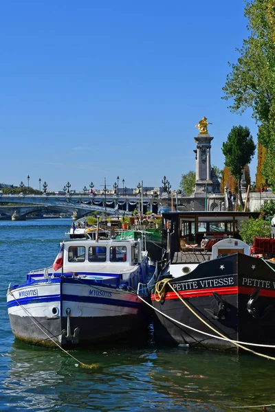 Paris Fransa Eylül 2018 Alexandre Köprüsü Yakınlarında Seine Nehri — Stok fotoğraf