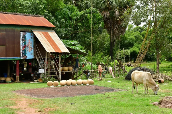 Kampong Chhnang Kamboçya Ağustos 2018 Pitoresk Köy — Stok fotoğraf