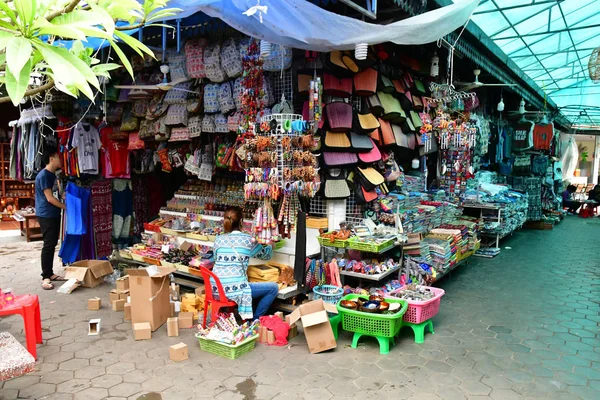 Siem Reap Reino Camboja Agosto 2018 Lembrança Pitoresco Mercado — Fotografia de Stock