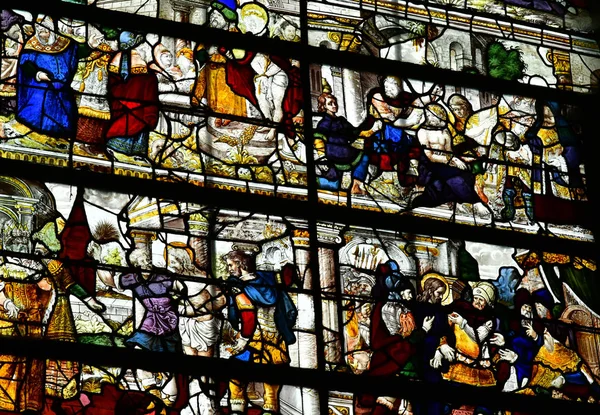 Duclair Fransa Eylül 2018 Saint Denis Kilise Vitray Pencere — Stok fotoğraf