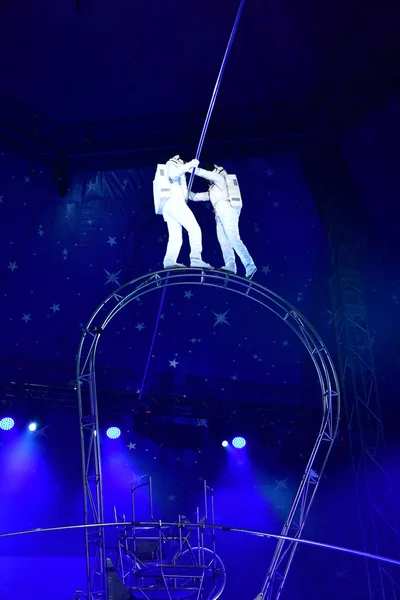 Les Mureaux França Outubro 2018 Acrobata Festival Circo — Fotografia de Stock