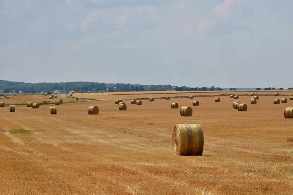 Dit Joli Village France July 2018 Bales Straw Field — Stock Photo, Image