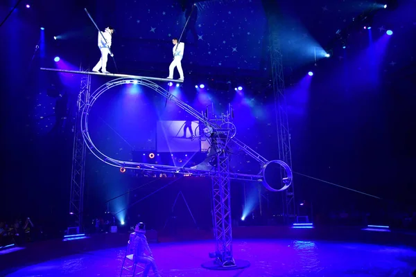 Les Mureaux França Outubro 2018 Acrobata Festival Circo — Fotografia de Stock