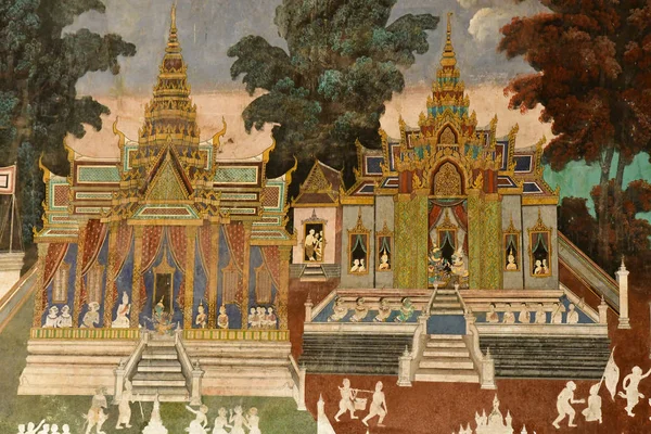 Phnom Penh Reino Camboja Agosto 2018 Afresco Palácio Real — Fotografia de Stock