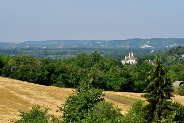 Vetheuil França Julho 2018 Paisagem Pitoresca Igreja — Fotografia de Stock