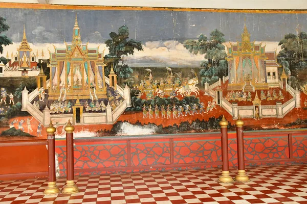 柬埔寨王国 2018年8月20日 皇宫壁画 — 图库照片