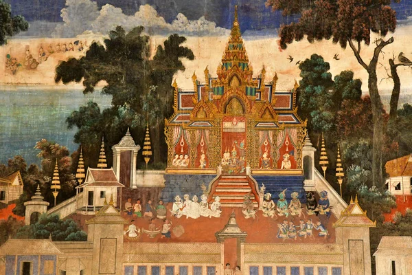Phnom Penh Reino Camboja Agosto 2018 Afresco Palácio Real — Fotografia de Stock