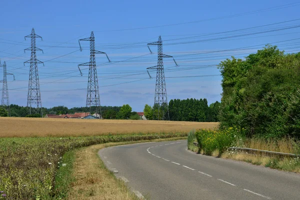 Sagy Frankreich Juli 2018 Elektrische Leitungen — Stockfoto