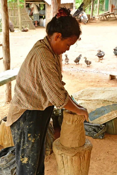 Kampong Chhnang Kambodžské Království Srpen 2018 Dílna Malebné Vesnici — Stock fotografie