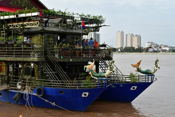 Phnom Penh Reino Camboya Agosto 2018 Barco Mekong —  Fotos de Stock
