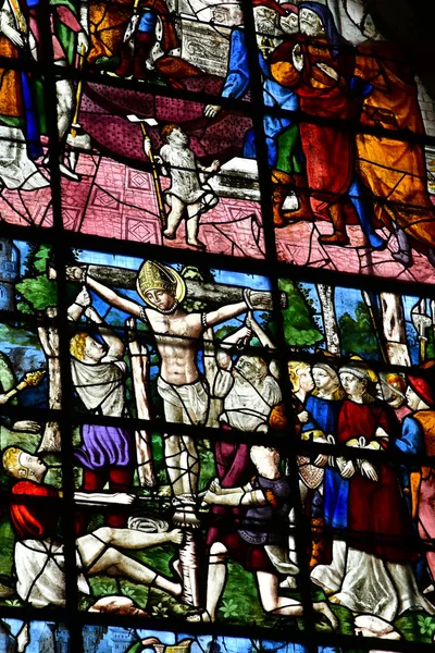 Duclair France September 2018 Saint Denis Church Stained Glass Window — Stock Photo, Image