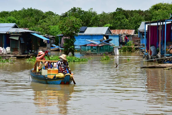 Siem Reap Regatul Cambodgiei August 2018 Vedere Râu Barcă Croazieră — Fotografie, imagine de stoc
