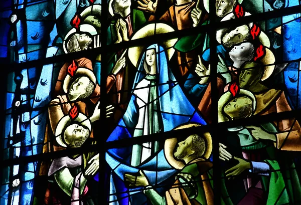 Duclair France September 2018 Saint Denis Church Stained Glass Window — Stock Photo, Image