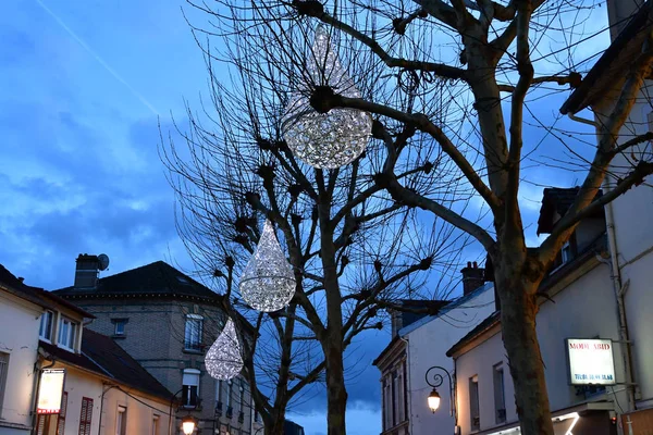 Les Mureaux France December 2018 City Centre Night — Stock Photo, Image