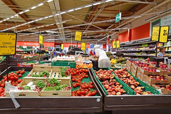 Париж Франция Июля 2018 Года Фрукты Овощи Супермаркете — стоковое фото