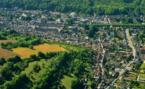 Les Andelys, France - july 7 2017 : aerial picture of the town — Stock Photo, Image