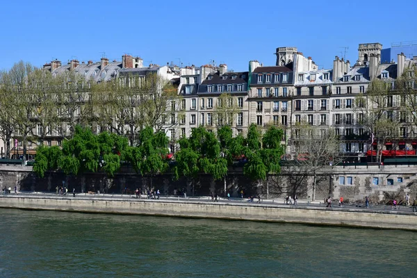 Paryż; Francja - 2 kwietnia 2017 r.: Sekwany od Pont Ne — Zdjęcie stockowe