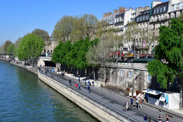 Paris; France - april 2 2017 : Seine river seen from the Pont Ne — Stock Photo, Image