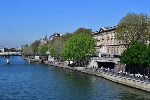 Paris; France - april 2 2017 : Seine river seen from the Pont Ne — Stock Photo, Image