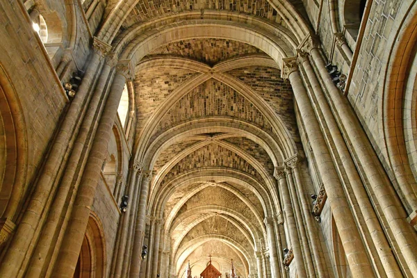 Poissy; France - april 11 2019 : the collegiate church in spring — Stock Photo, Image