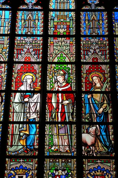 Belgien, pittoreska notre dame du sablon-kyrkan i Bryssel — Stockfoto