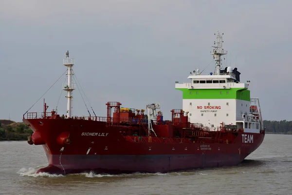 Sevilla; Isla Minima, Spain - august 26 2019 : merchant ship — Stock Photo, Image