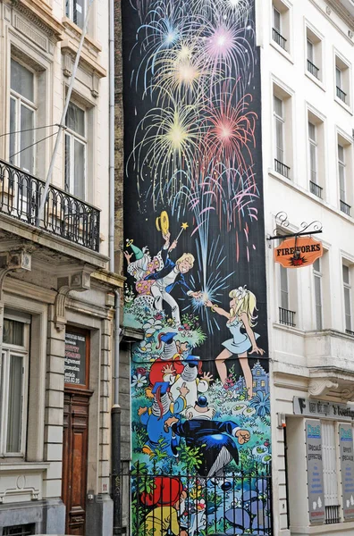 Belgique Fresque Dans Ville Pittoresque Bruxelles — Photo