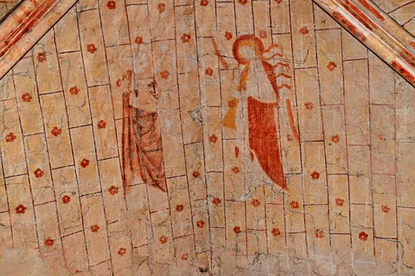 Vernouillet Fransa Mayıs 2020 Yüzyıl Tarihsel Saint Etienne Kilisesinde Fresk — Stok fotoğraf