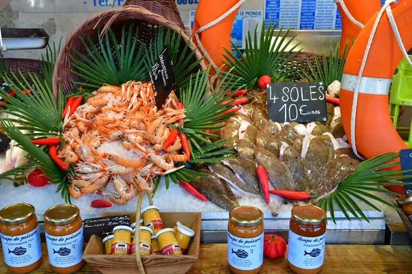 Flotte Ile Francia Marzo 2020 Mariscos Mercado Centro Del Pueblo — Foto de Stock