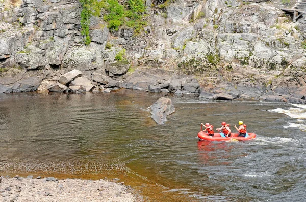 Quebec Canadá Junho 2018 Kayakers Park Trou Fee Desbiens — Fotografia de Stock