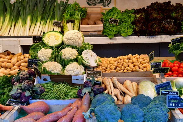 Flotte Ile Frankrijk Maart 2020 Groente Markt Het Dorpscentrum — Stockfoto