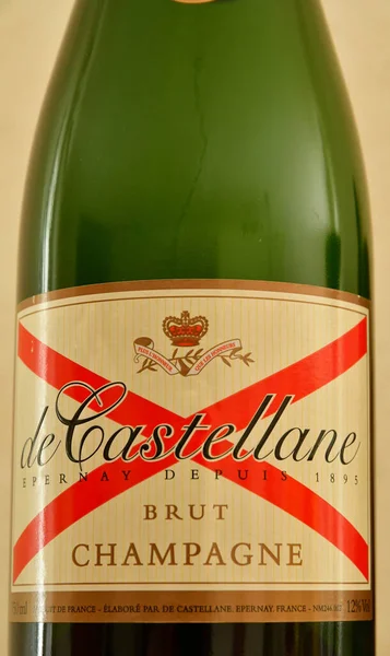 Epernay Frankreich Mai 2020 Großaufnahme Der Champagnerflasche Castellane — Stockfoto